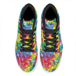Watercolor Rainbow Pattern Print High Top Leather Sneakers