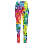 Watercolor Rainbow Pattern Print High-Waisted Pocket Leggings