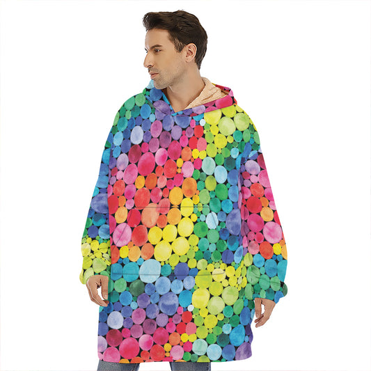 Watercolor Rainbow Pattern Print Hoodie Blanket