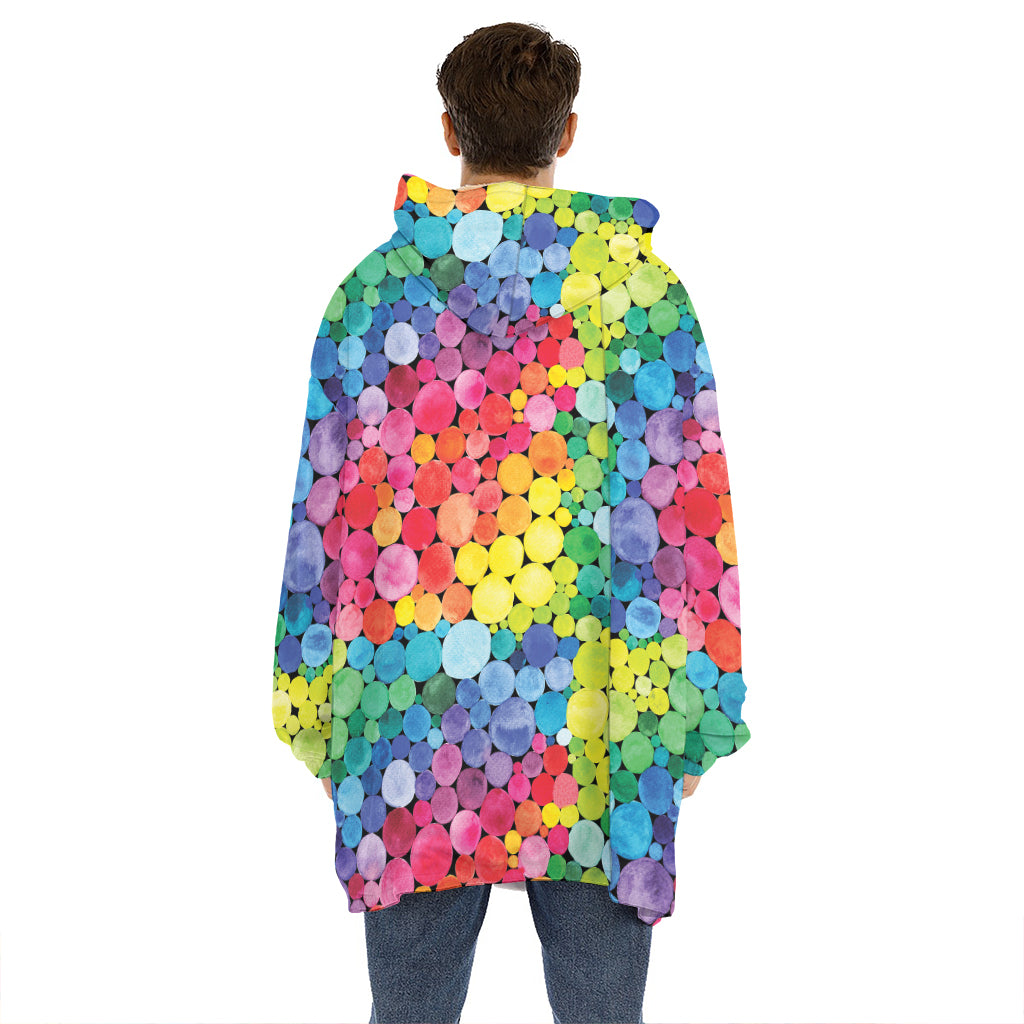 Watercolor Rainbow Pattern Print Hoodie Blanket