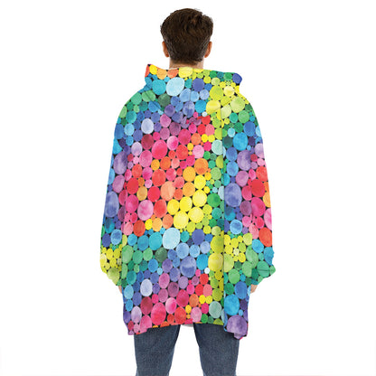 Watercolor Rainbow Pattern Print Hoodie Blanket