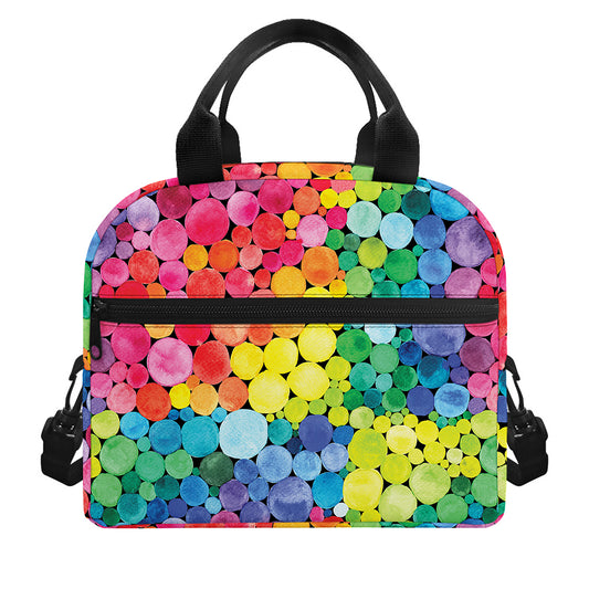 Watercolor Rainbow Pattern Print Insulated Lunch Bag
