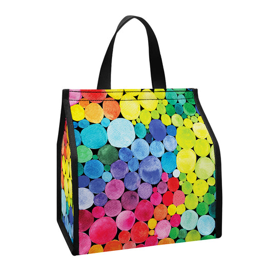 Watercolor Rainbow Pattern Print Insulated Lunch Tote