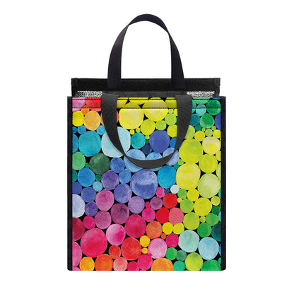 Watercolor Rainbow Pattern Print Insulated Lunch Tote