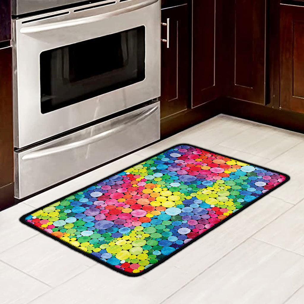 Watercolor Rainbow Pattern Print Kitchen Mat