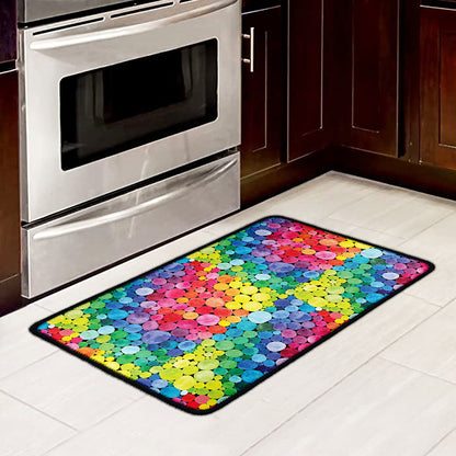 Watercolor Rainbow Pattern Print Kitchen Mat