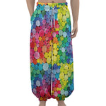 Watercolor Rainbow Pattern Print Lantern Pants