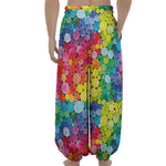 Watercolor Rainbow Pattern Print Lantern Pants
