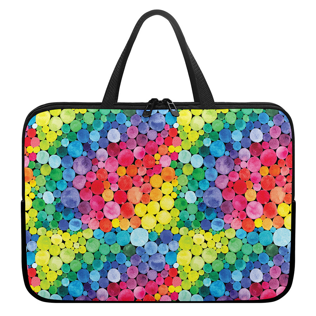 Watercolor Rainbow Pattern Print Laptop Sleeve With Handle