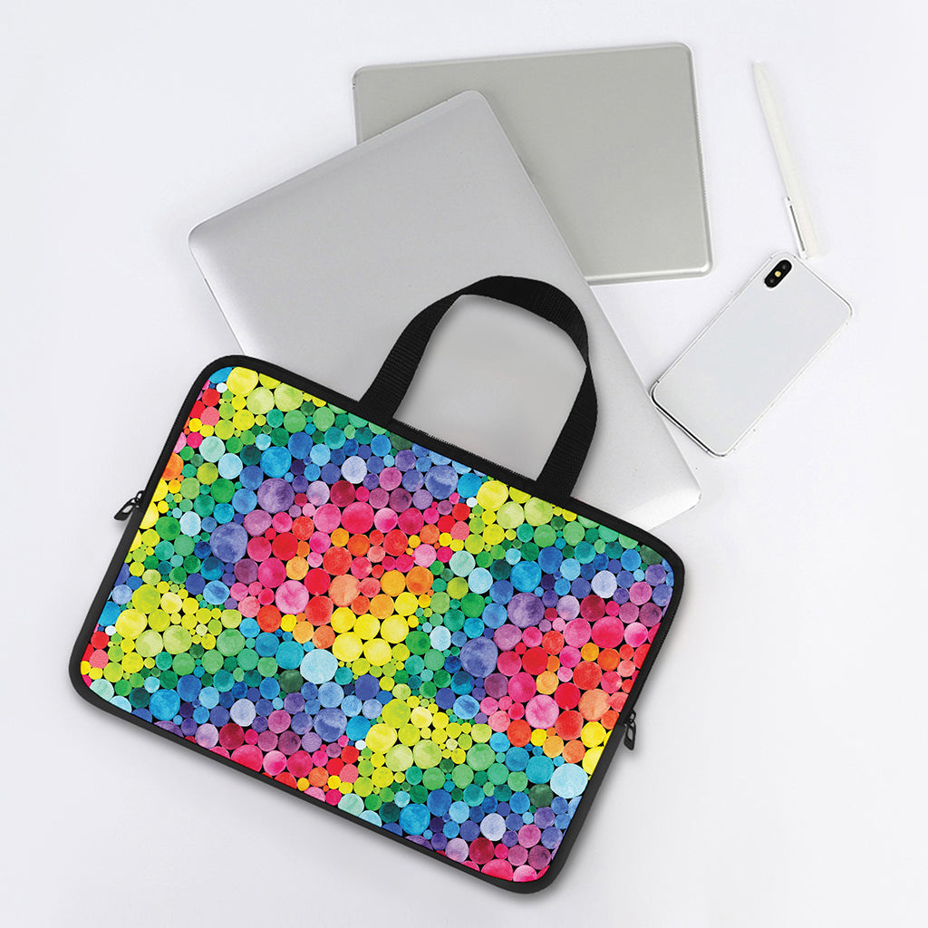 Watercolor Rainbow Pattern Print Laptop Sleeve With Handle