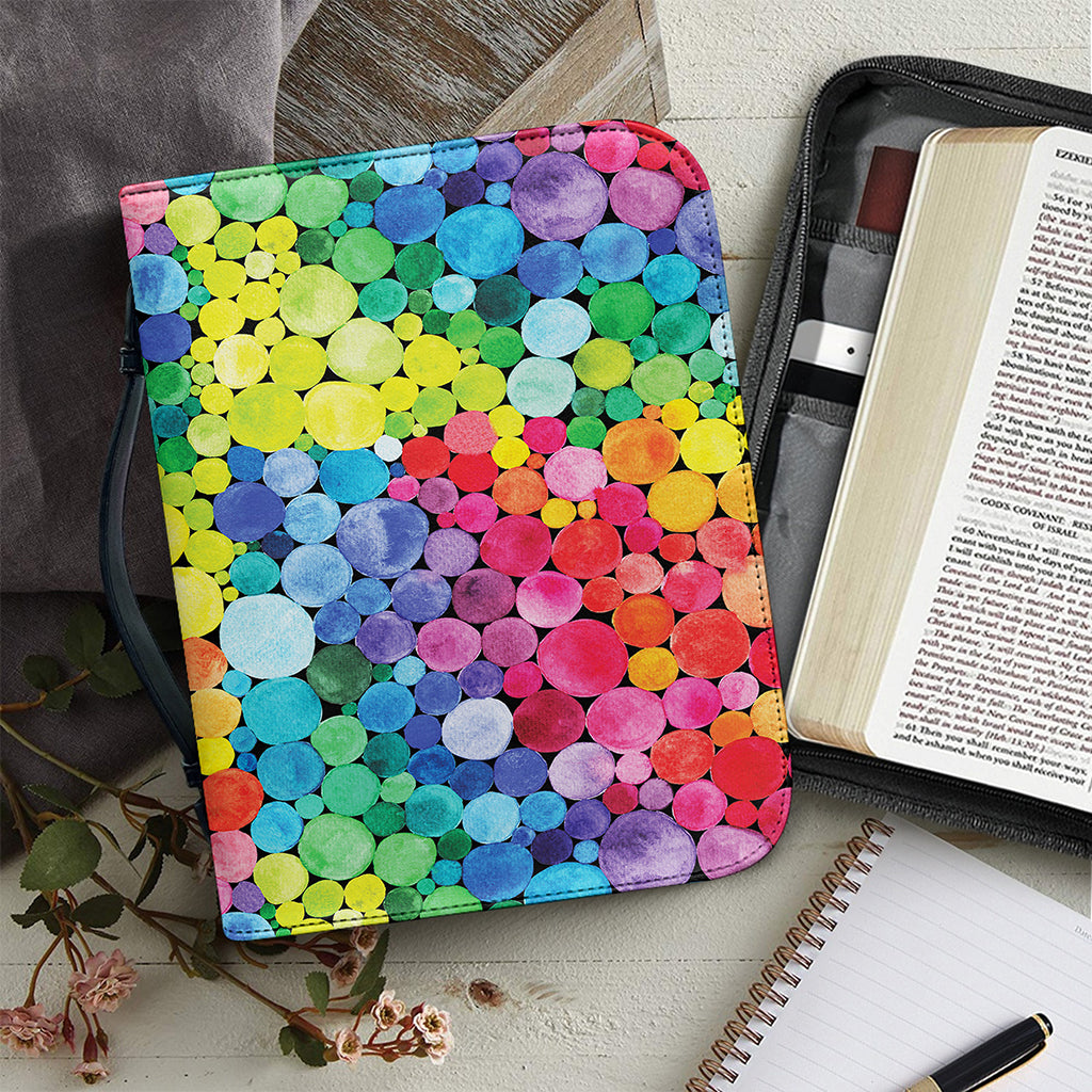 Watercolor Rainbow Pattern Print Leather Bible Cover