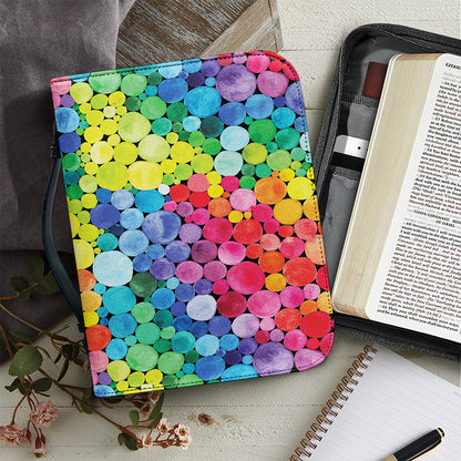 Watercolor Rainbow Pattern Print Leather Bible Cover
