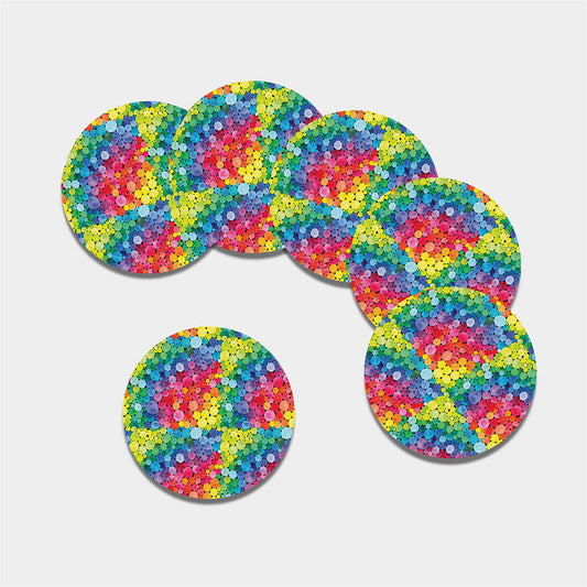 Watercolor Rainbow Pattern Print Leather Coaster Set