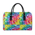 Watercolor Rainbow Pattern Print Leather Duffel Bag