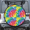 Watercolor Rainbow Pattern Print Leather Spare Tire Cover