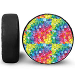 Watercolor Rainbow Pattern Print Leather Spare Tire Cover