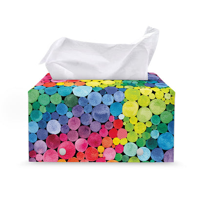 Watercolor Rainbow Pattern Print Leather Tissue Box Cover
