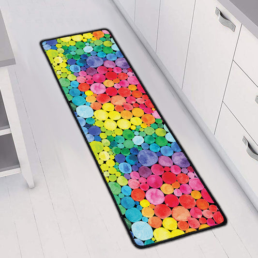 Watercolor Rainbow Pattern Print Long Kitchen Mat