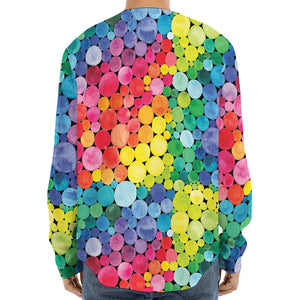 Watercolor Rainbow Pattern Print Long Sleeve Baseball Jersey