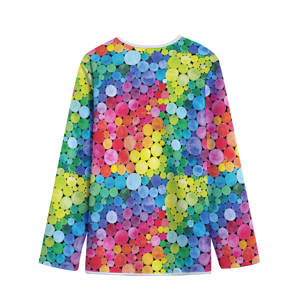 Watercolor Rainbow Pattern Print Long Sleeve Short Coat