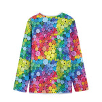 Watercolor Rainbow Pattern Print Long Sleeve Short Coat