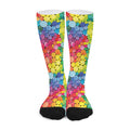Watercolor Rainbow Pattern Print Long Socks