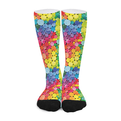 Watercolor Rainbow Pattern Print Long Socks
