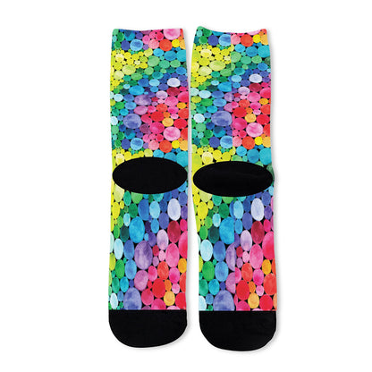 Watercolor Rainbow Pattern Print Long Socks