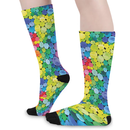 Watercolor Rainbow Pattern Print Long Socks