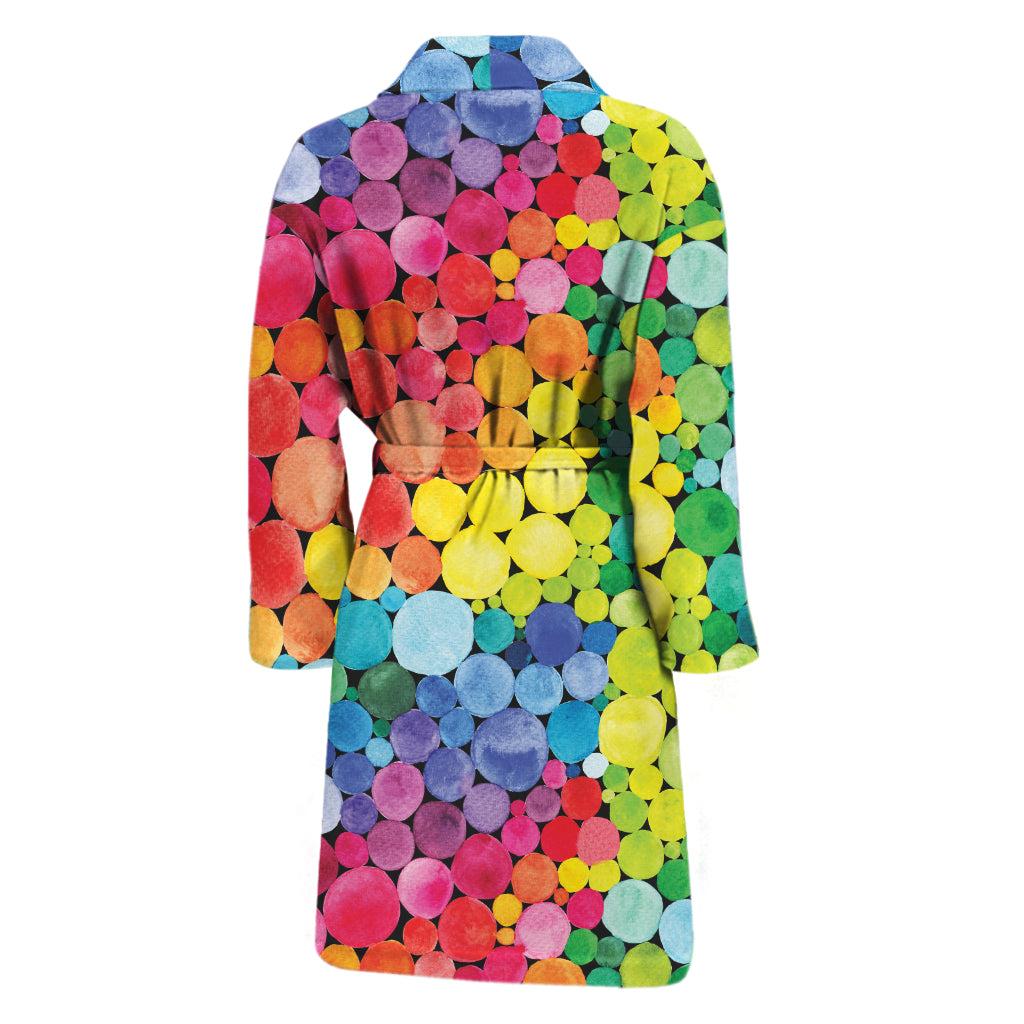 Watercolor Rainbow Pattern Print Men's Bathrobe