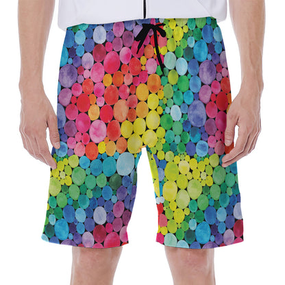 Watercolor Rainbow Pattern Print Men's Beach Shorts