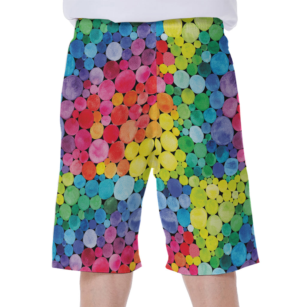 Watercolor Rainbow Pattern Print Men's Beach Shorts