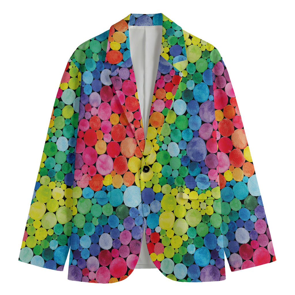 Watercolor Rainbow Pattern Print Men's Blazer