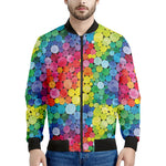 Watercolor Rainbow Pattern Print Men's Bomber Jacket