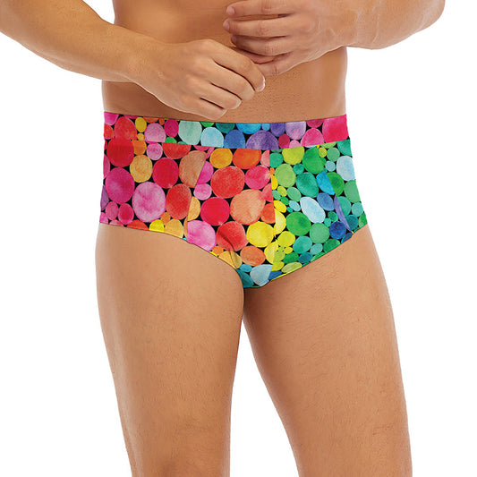 Watercolor Rainbow Pattern Print Men's Briefs