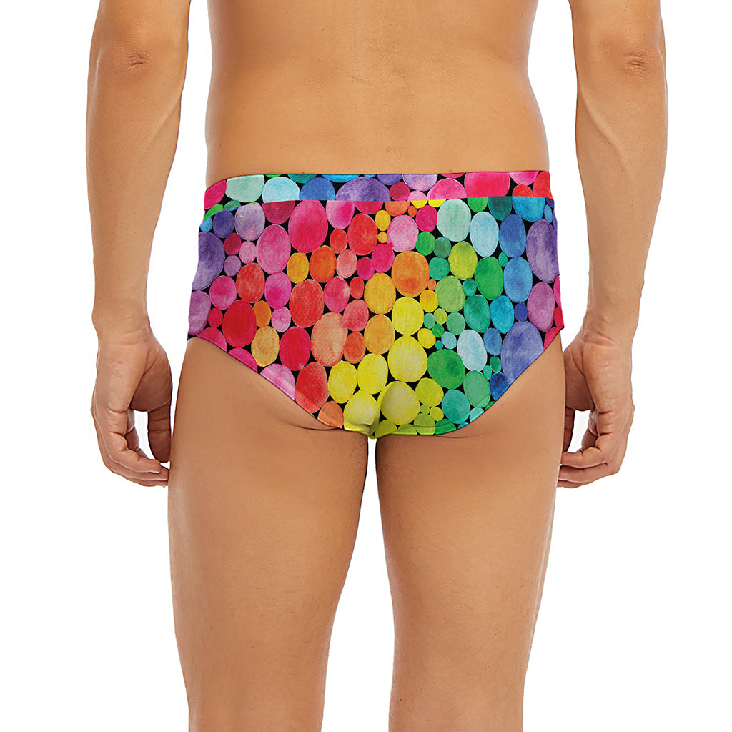 Watercolor Rainbow Pattern Print Men's Briefs