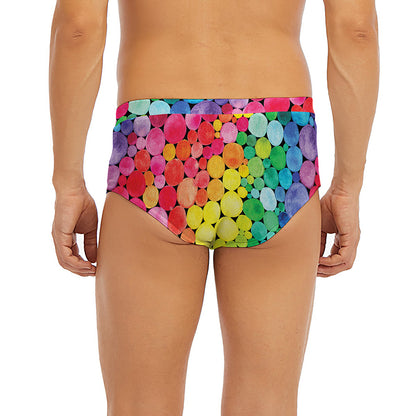 Watercolor Rainbow Pattern Print Men's Briefs