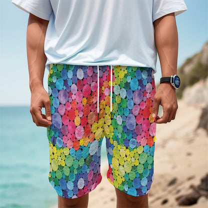 Watercolor Rainbow Pattern Print Men's Cargo Shorts
