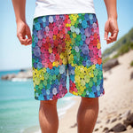 Watercolor Rainbow Pattern Print Men's Cargo Shorts