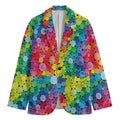 Watercolor Rainbow Pattern Print Men's Cotton Blazer
