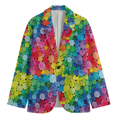 Watercolor Rainbow Pattern Print Men's Cotton Blazer