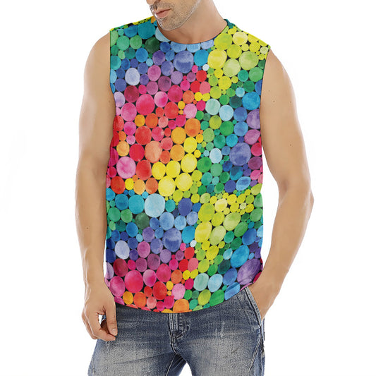 Watercolor Rainbow Pattern Print Men's Fitness Tank Top