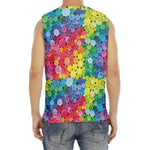 Watercolor Rainbow Pattern Print Men's Fitness Tank Top