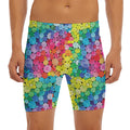 Watercolor Rainbow Pattern Print Men's Long Boxer Briefs
