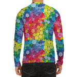 Watercolor Rainbow Pattern Print Men's Long Sleeve Rash Guard