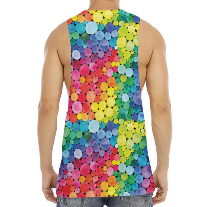 Watercolor Rainbow Pattern Print Men's Muscle Tank Top