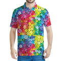 Watercolor Rainbow Pattern Print Men's Polo Shirt