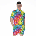 Watercolor Rainbow Pattern Print Men's Romper