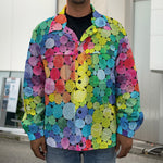 Watercolor Rainbow Pattern Print Men's Shirt Jacket