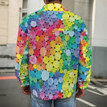 Watercolor Rainbow Pattern Print Men's Shirt Jacket
